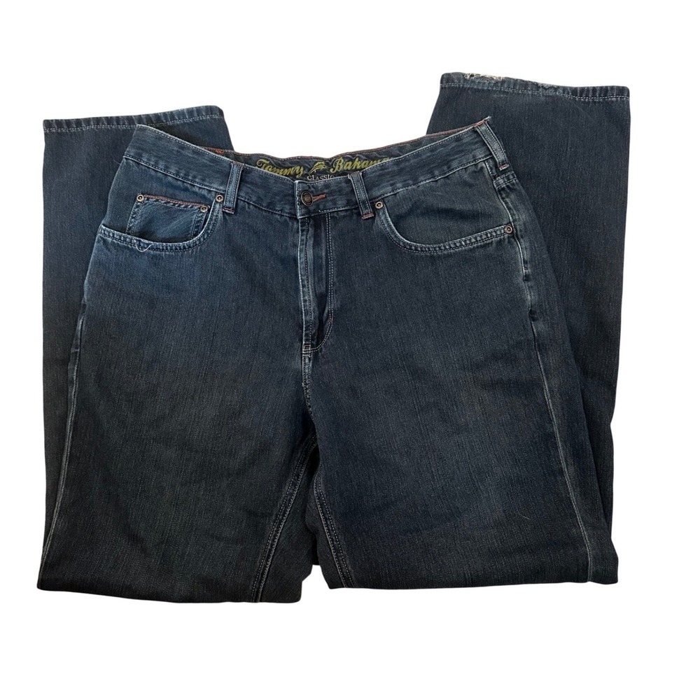 Tommy Bahama Classic Fit Jeans Mens 36x32 Dark Wash Cotton Tencel Denim Blue 1A